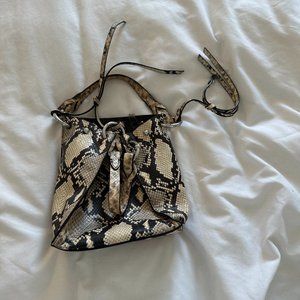 Rebecca Minkoff Snakeskin Printed Leather Drawstring Bag